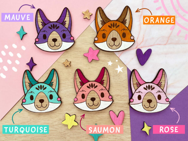 Renard en bois - Magnet – Image 3
