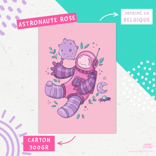 Carte A5 - A6 / Astronaute rose – Image 3