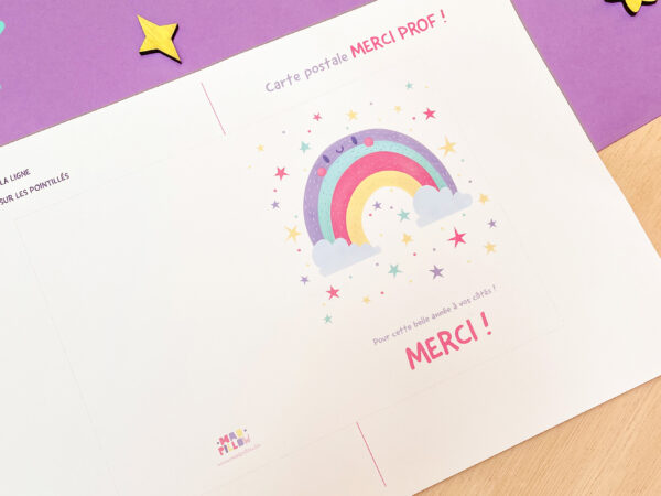 Carte postale "MERCI" Arc-en-ciel – Image 2