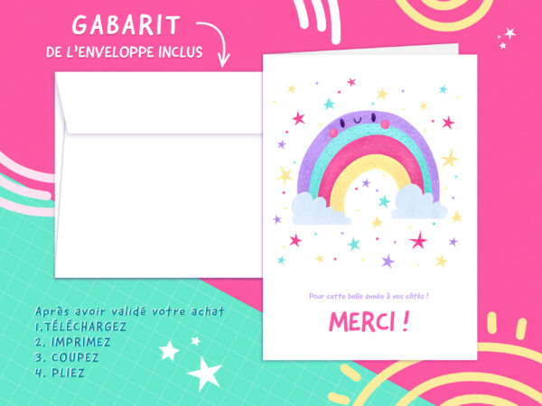 Carte postale "MERCI" Arc-en-ciel – Image 3
