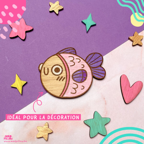 Poisson globe - Magnet en bois